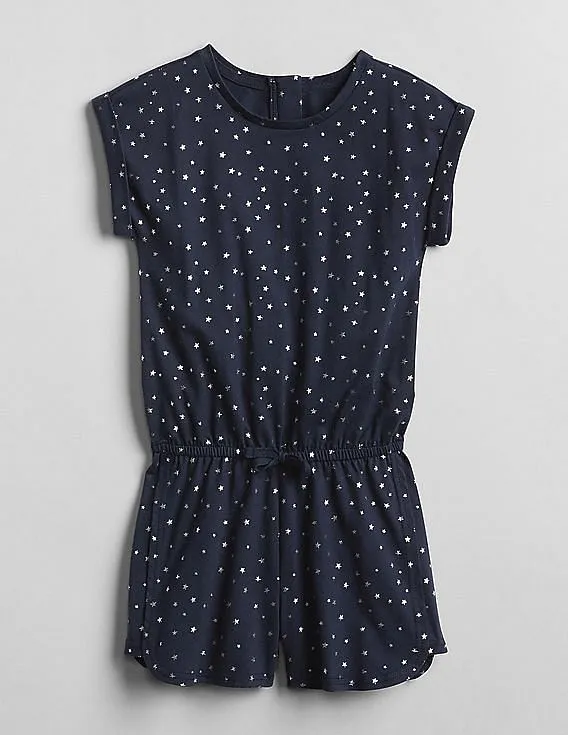 GAP Girls Blue Print Roll-Sleeve Romper