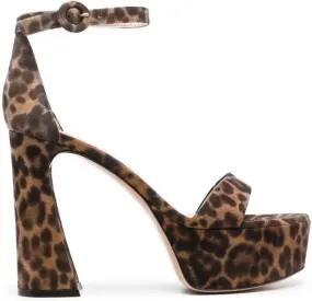 Gianvito Rossi Holly 120mm leopard-print sandals Brown