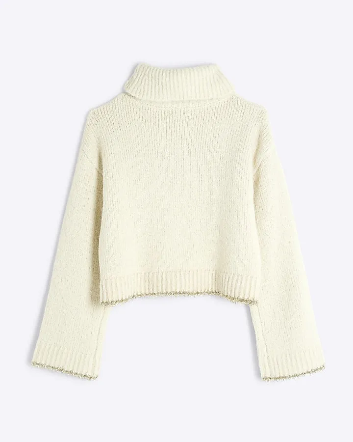 Girls Cream Sparkle Jumper