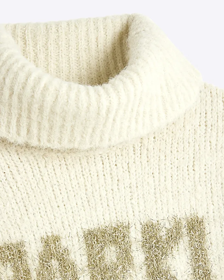 Girls Cream Sparkle Jumper