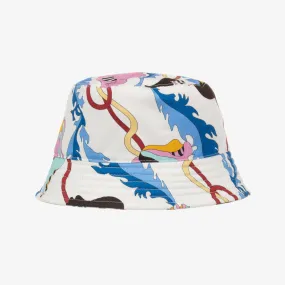 Girls White Cotton Ranuncoli Bucket Hat