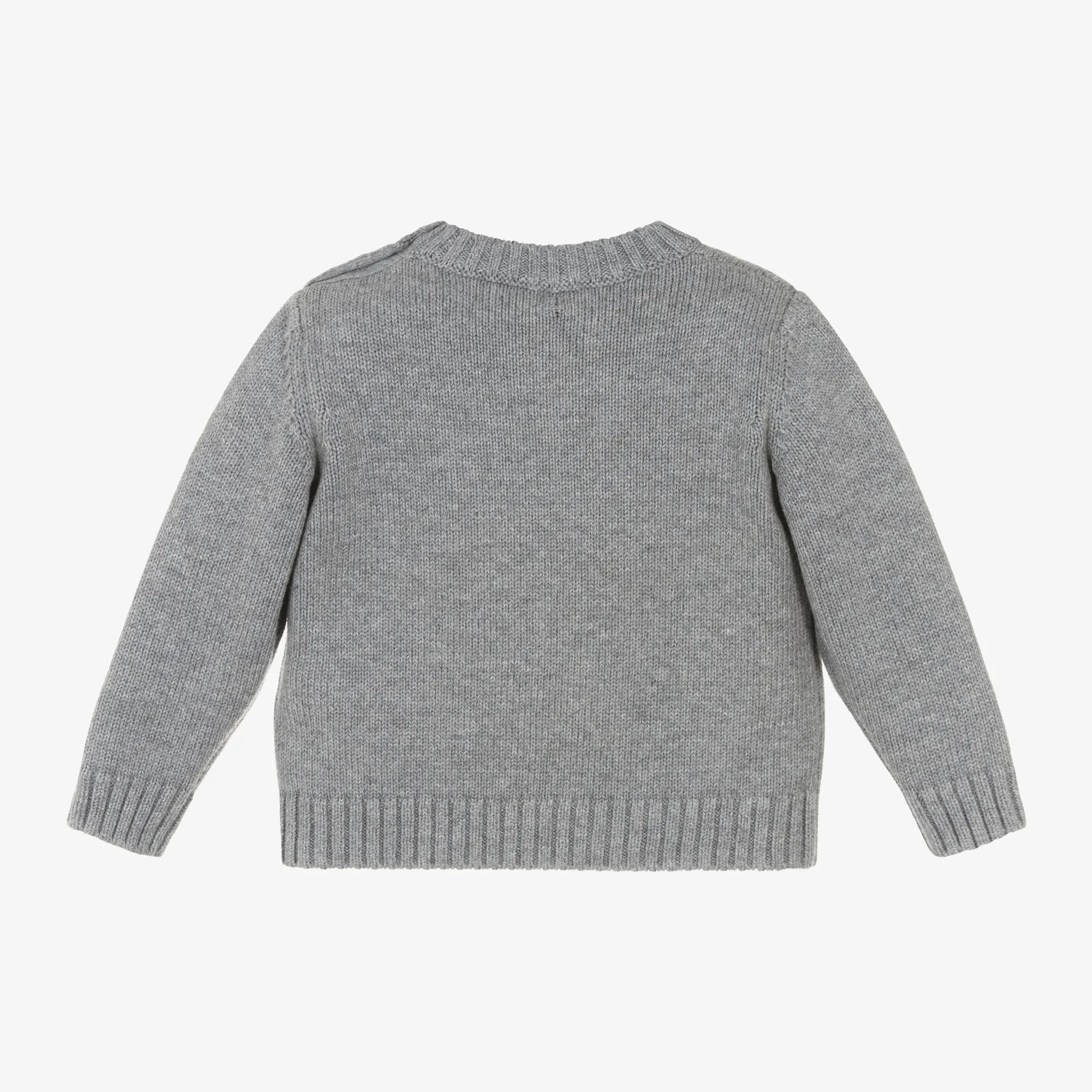 Grey Cotton Knit Teddy Jumper