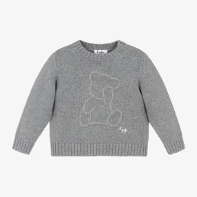 Grey Cotton Knit Teddy Jumper