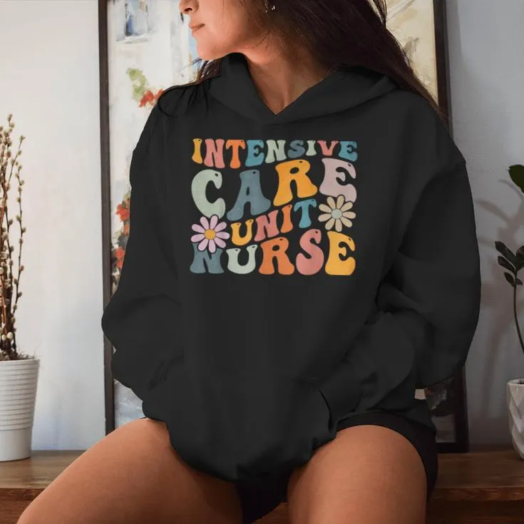 Groovy Intensive Care Unit Nurse Icu Nursing Appreciation Women Hoodie