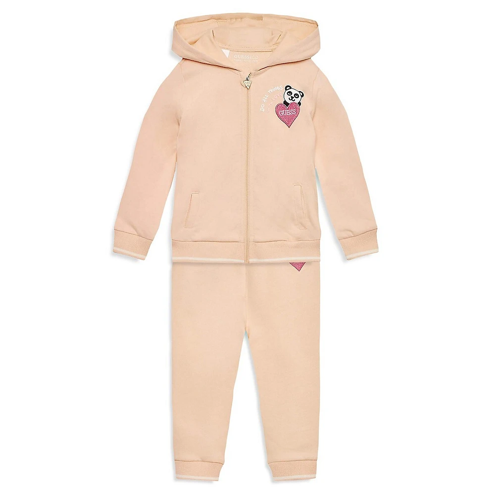 GUESS Baby's 2-Piece Panda Heart Hoodie & Joggers Set