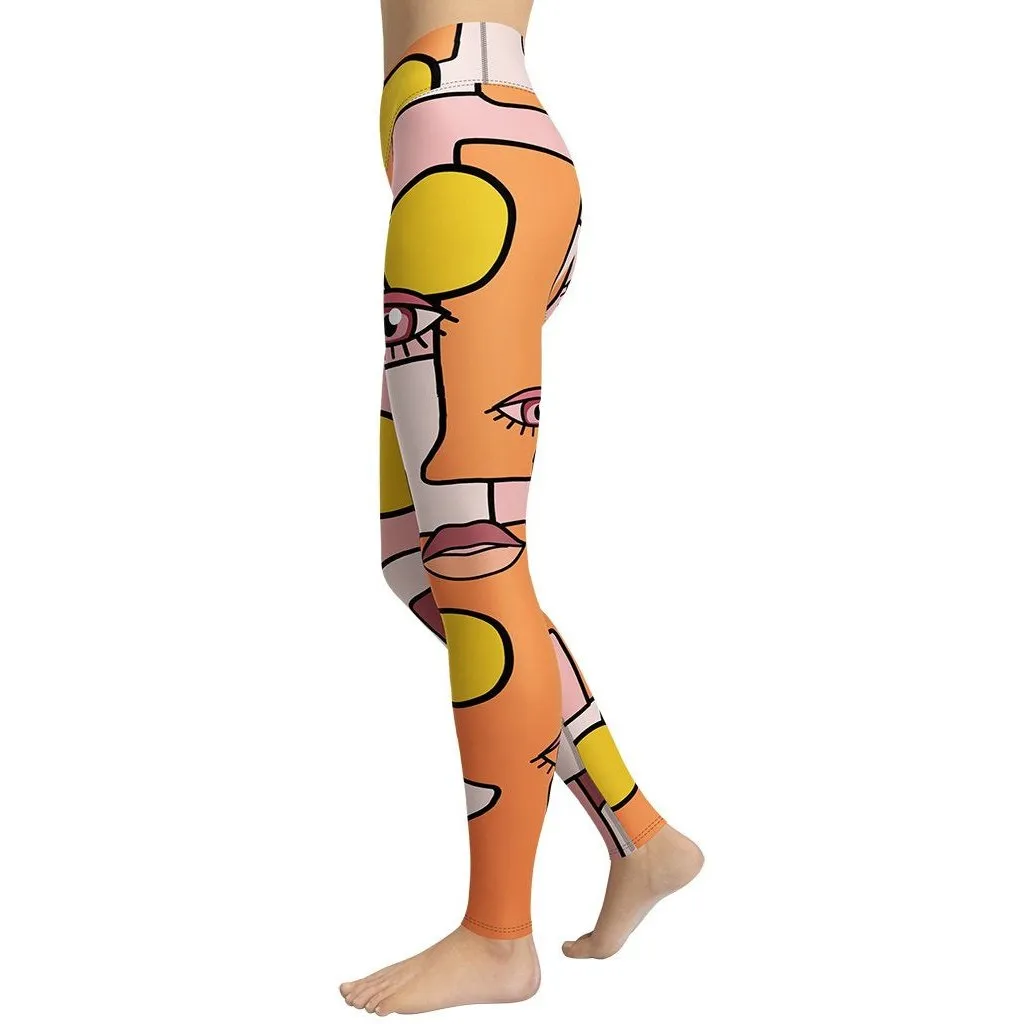 Hand-drawn Contemporary Painting Yoga Leggings