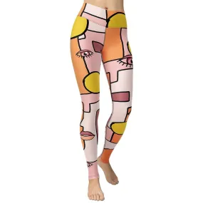 Hand-drawn Contemporary Painting Yoga Leggings