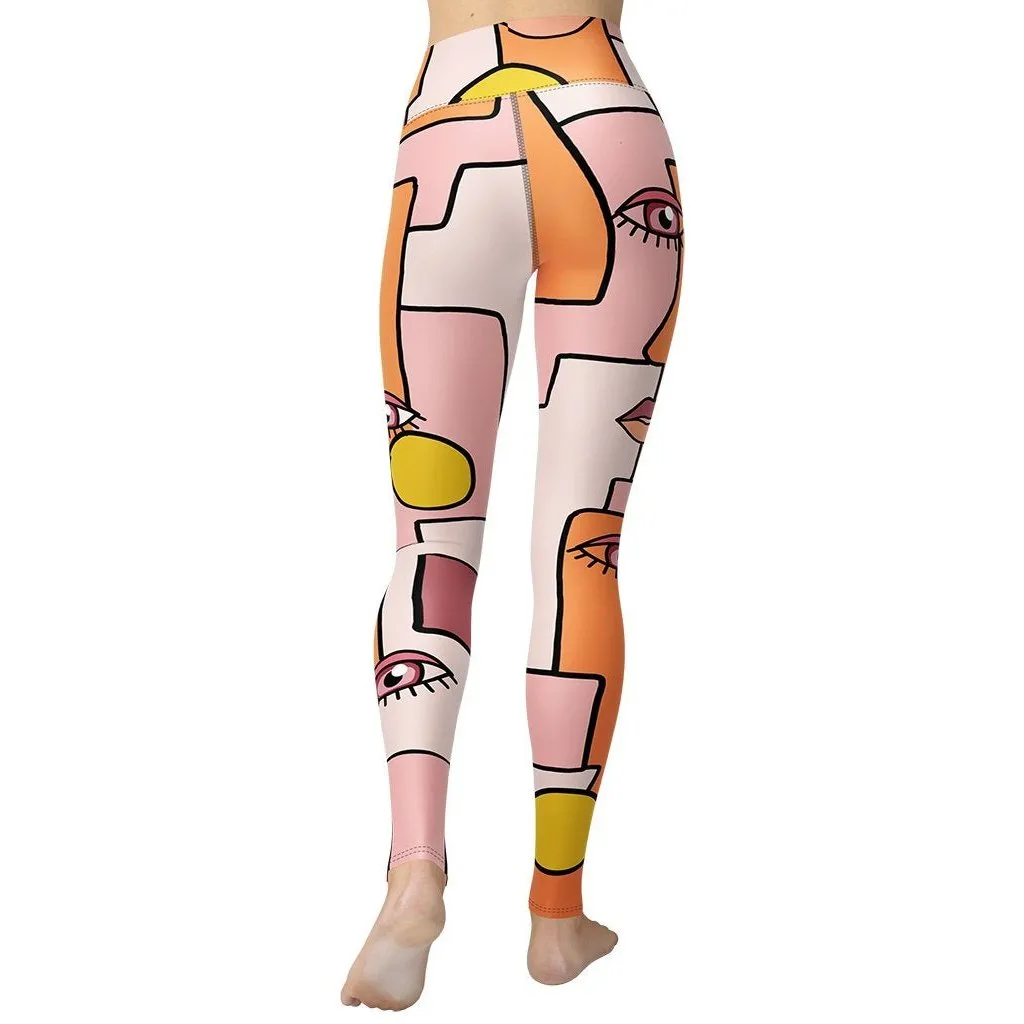 Hand-drawn Contemporary Painting Yoga Leggings