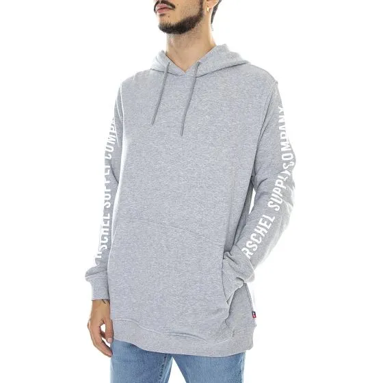 Herschel Mens Pullover Print White / Heather Grey Hooded Sweatshirt