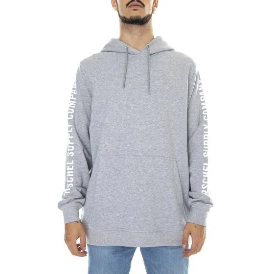 Herschel Mens Pullover Print White / Heather Grey Hooded Sweatshirt