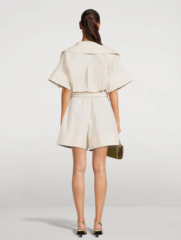 Holt Renfrew Belted Poplin Utility Romper