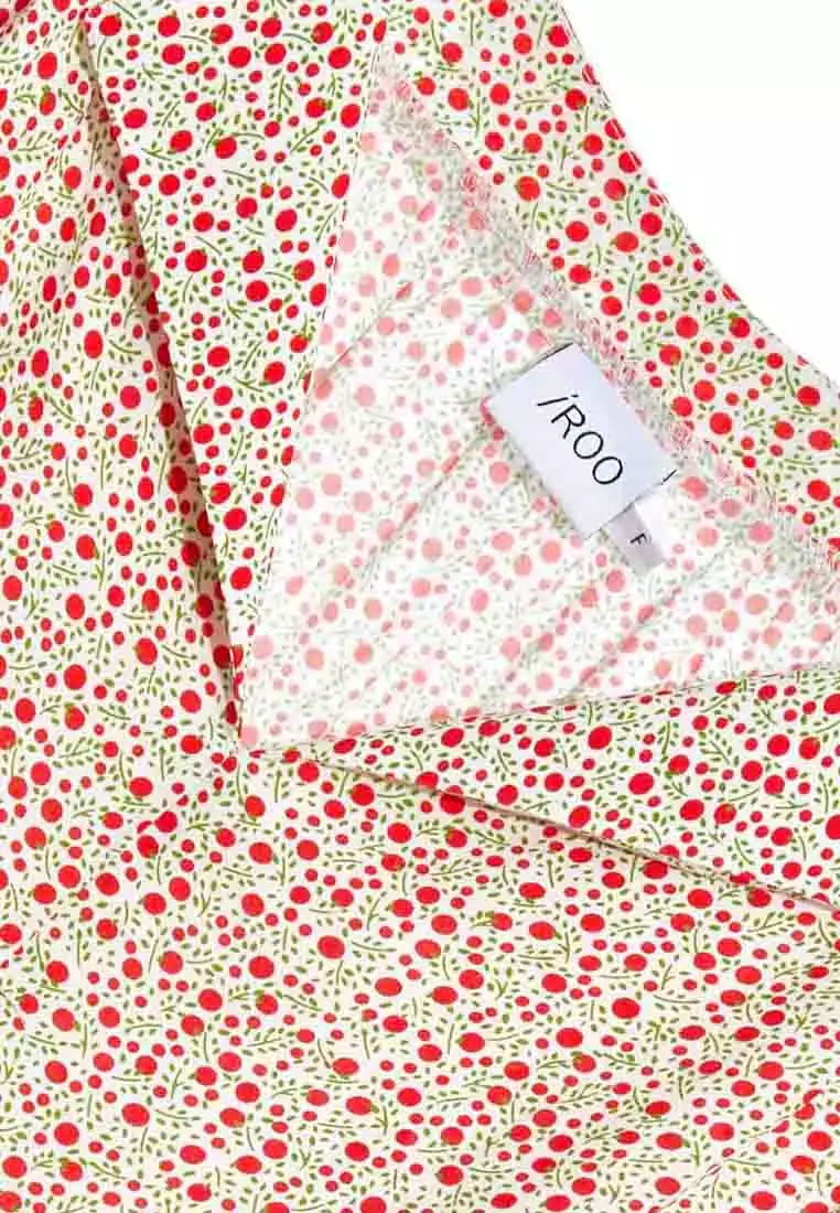 iROO Red Dotted Print Open Collar Vest