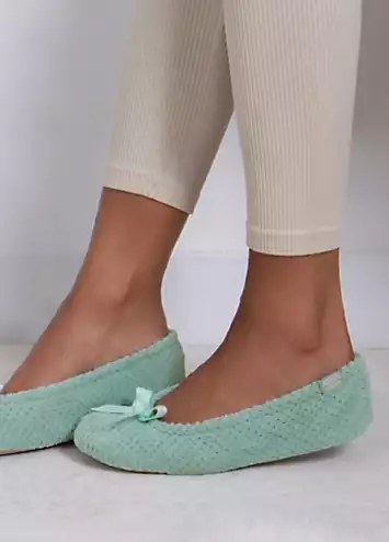 Isotoner Ladies Popcorn Ballet Slipper - Mint Green by Totes | Look Again