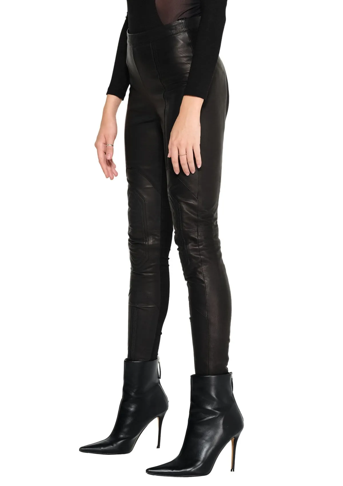 LEATHER RIDING LEGGINGS IN BLACK