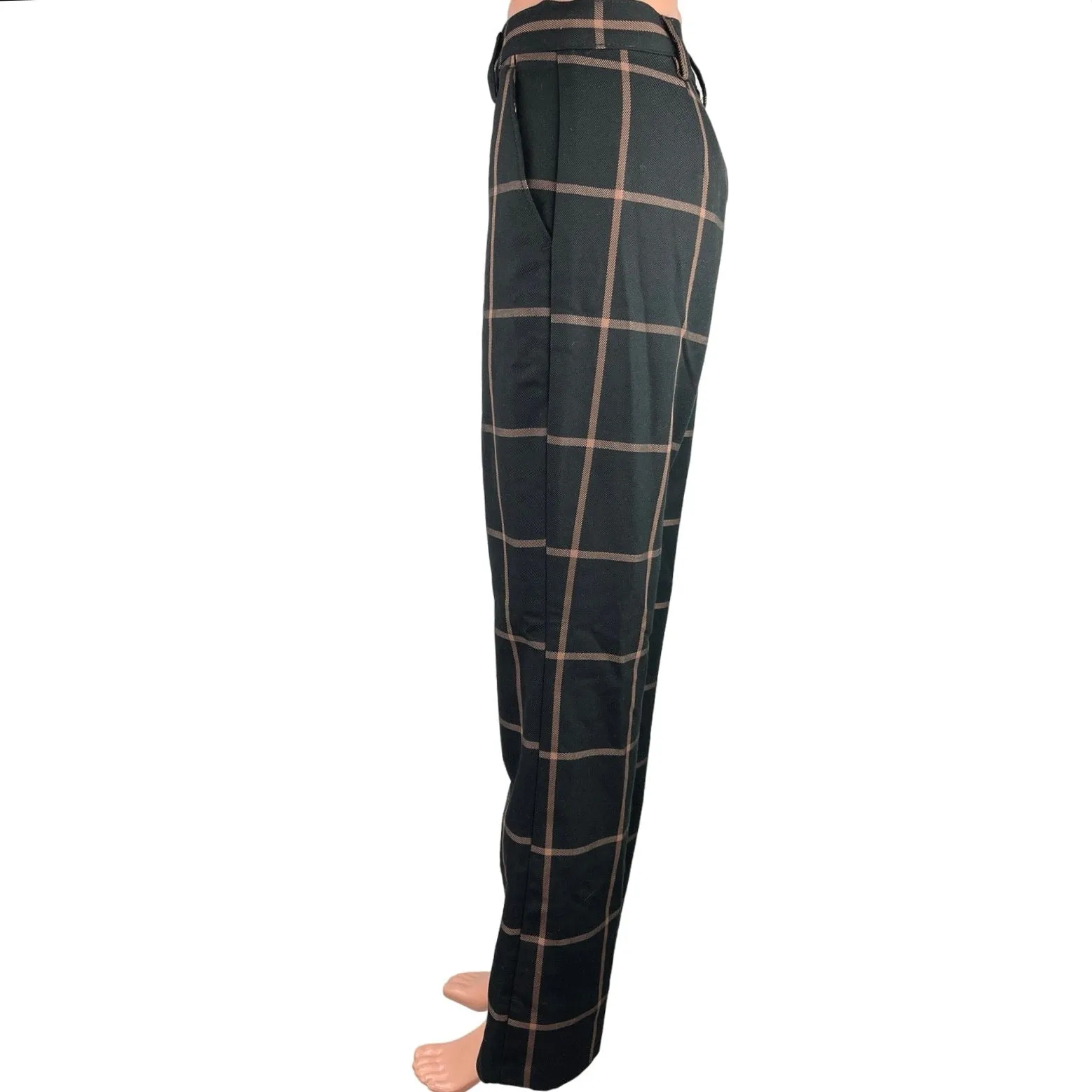 Levi's Math Club Black Plaid Flare Retro High Waist Crop Ankle Trousers Pants 26