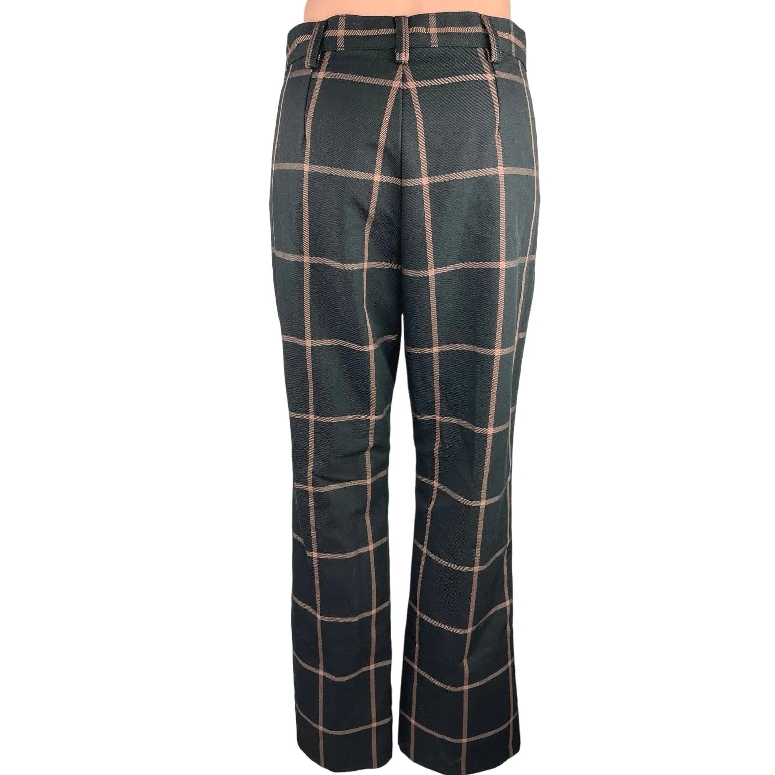 Levi's Math Club Black Plaid Flare Retro High Waist Crop Ankle Trousers Pants 26