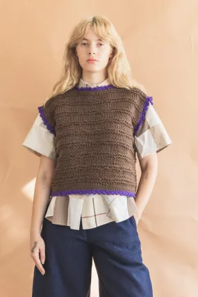 LIN SPENCER HANDKNIT VEST IN BROWN