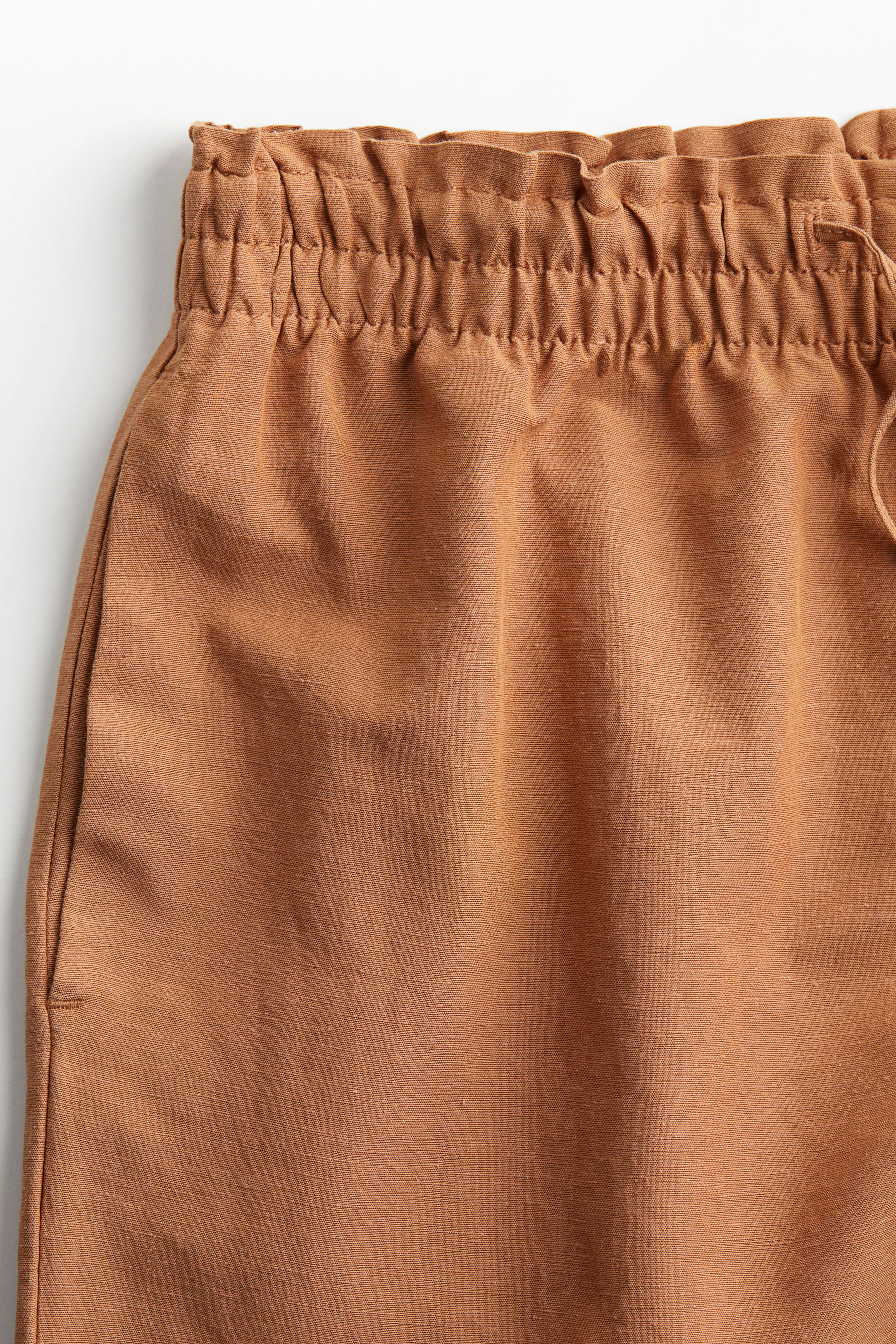 Linen-blend trousers - High waist - Ankle length - Brown - Ladies | H&M GB