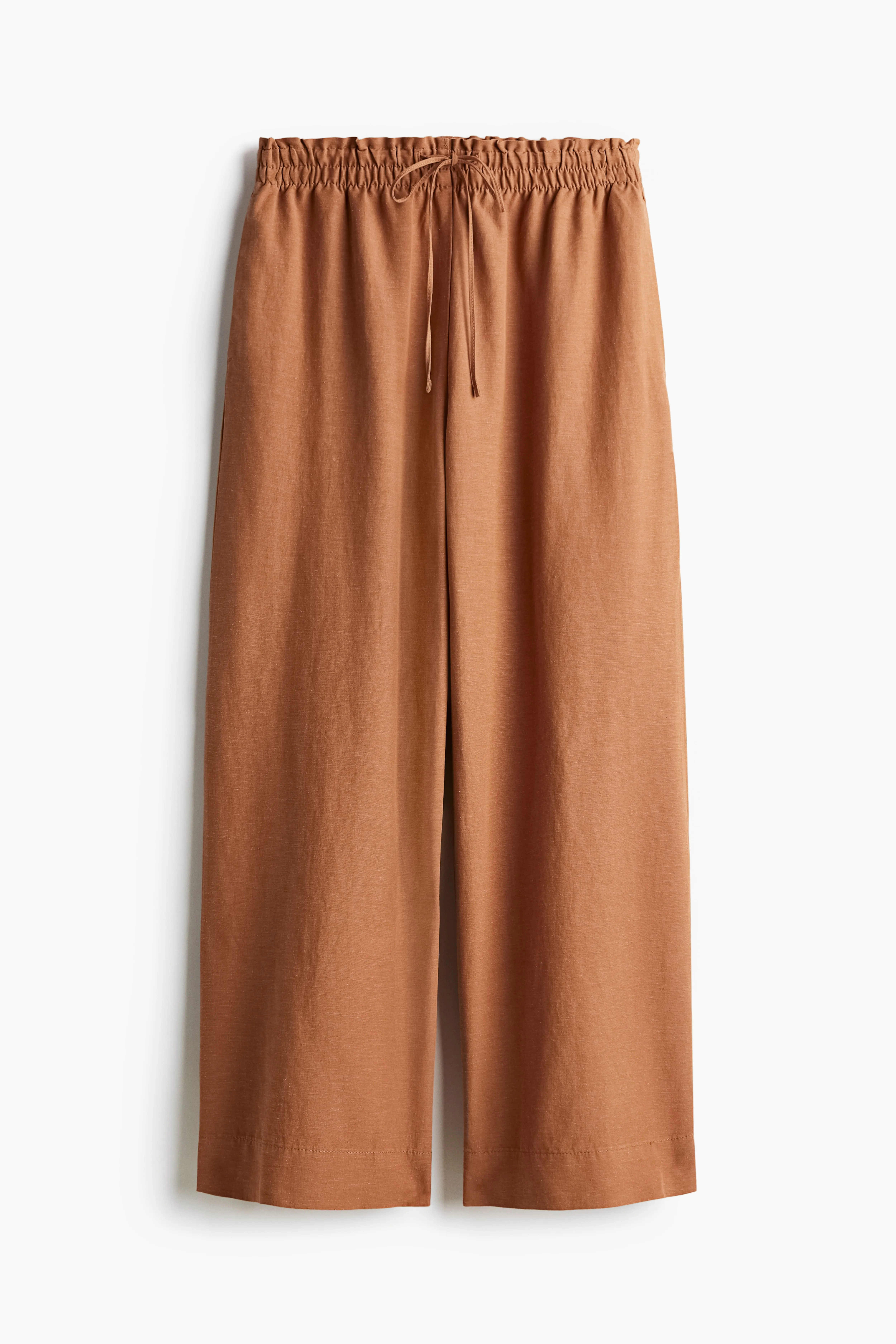 Linen-blend trousers - High waist - Ankle length - Brown - Ladies | H&M GB