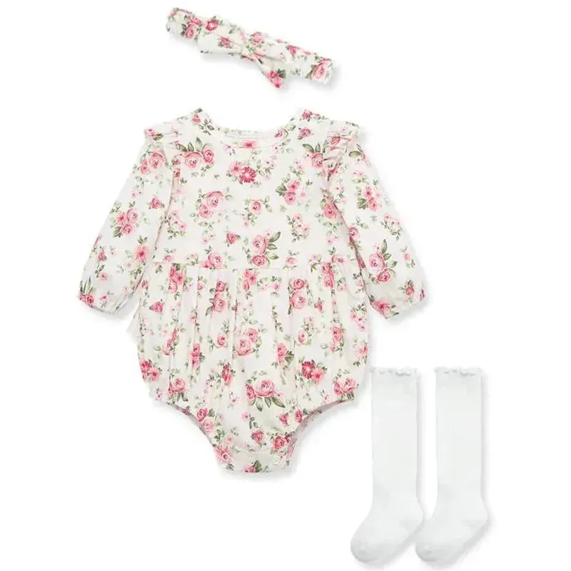 Little Me - Baby Girl Roses Romper Set