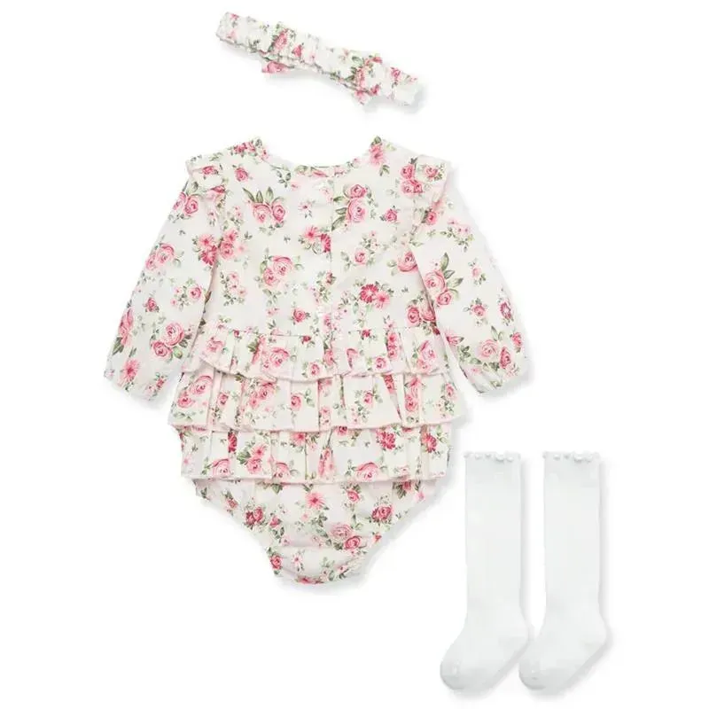 Little Me - Baby Girl Roses Romper Set