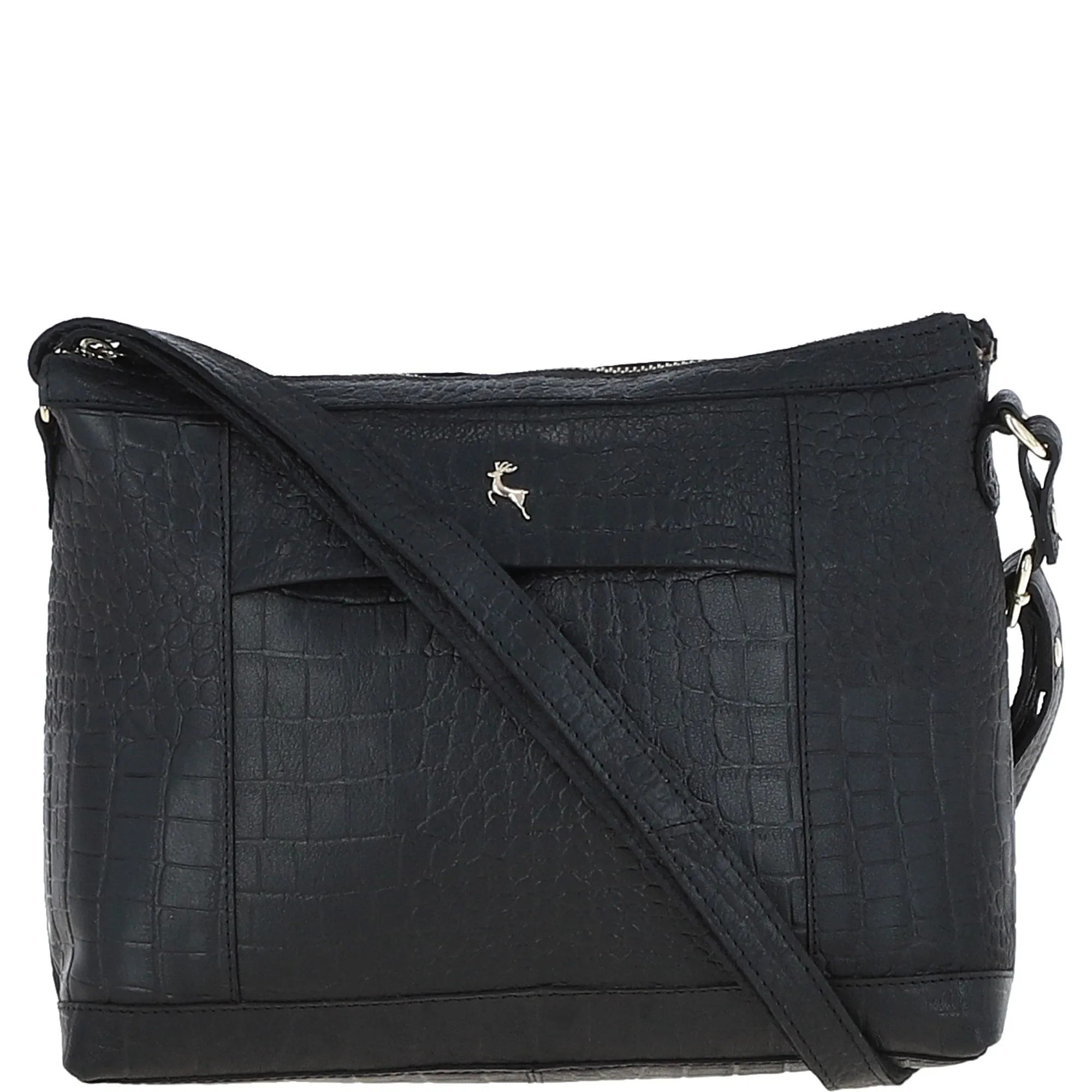 Luxury Croc Print Leather Shoulder Bag Black/croc: bc1