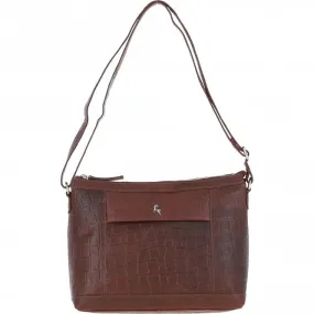 Luxury Croc Print Leather Shoulder Bag Cognac/croc: MC1