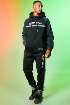 Man Ofcl Reflective Raglan Hooded Tracksuit | boohooMAN UK