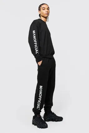 Man Official Placement Print Tracksuit | boohooMAN UK