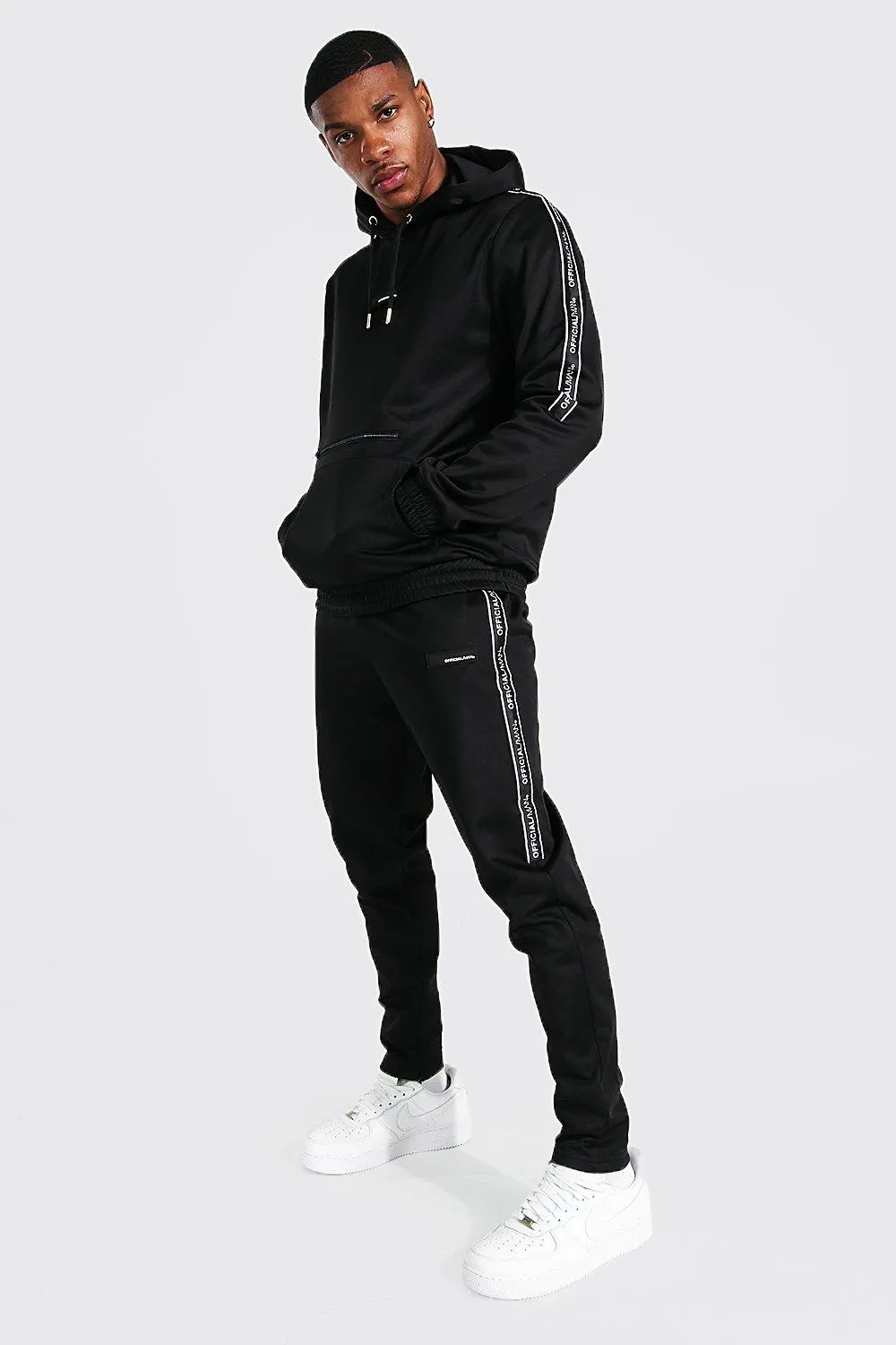 Man Tape Poly Tracksuit With Zip Detail