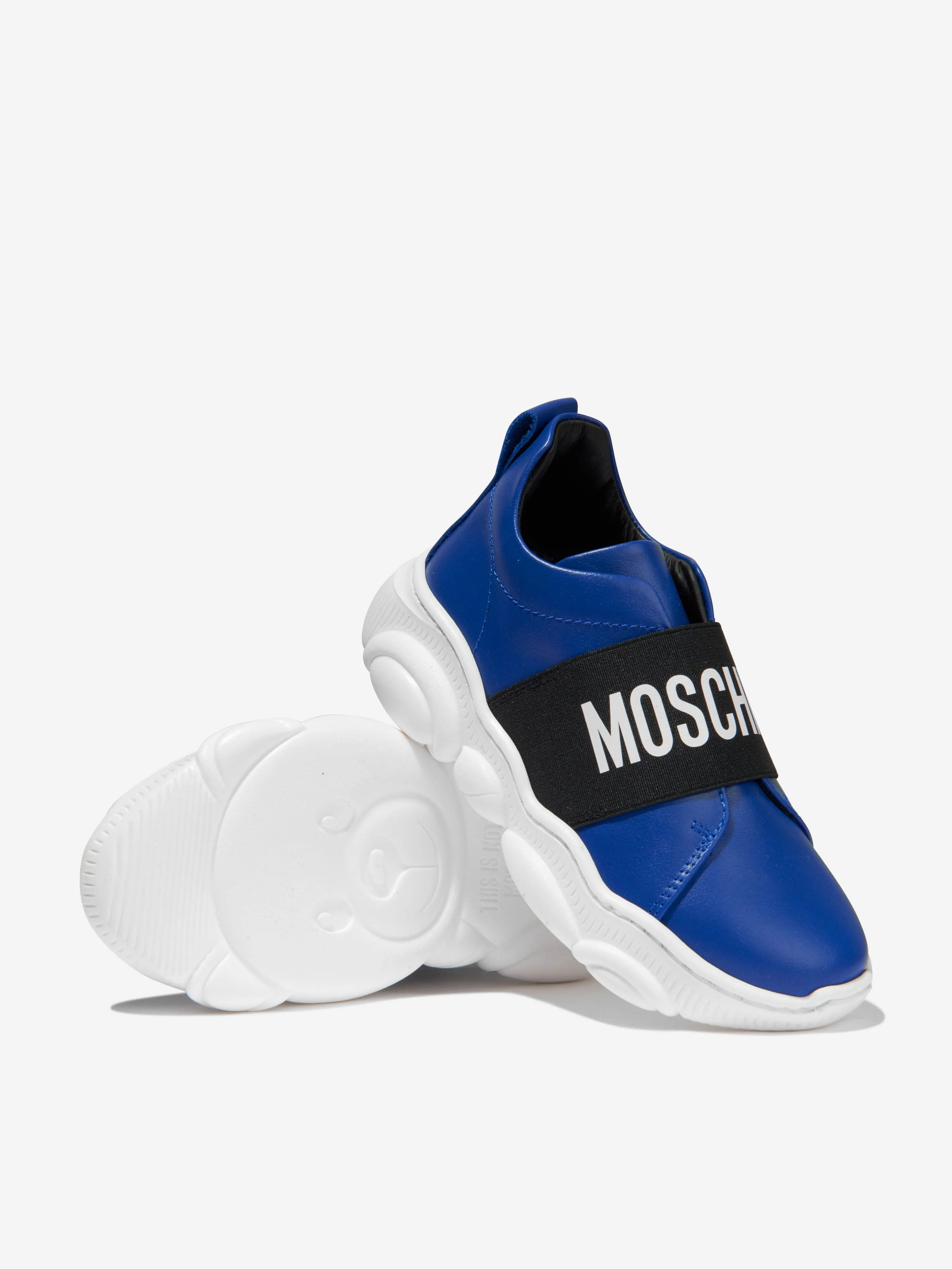 Moschino Unisex Leather Logo Slip On Trainers