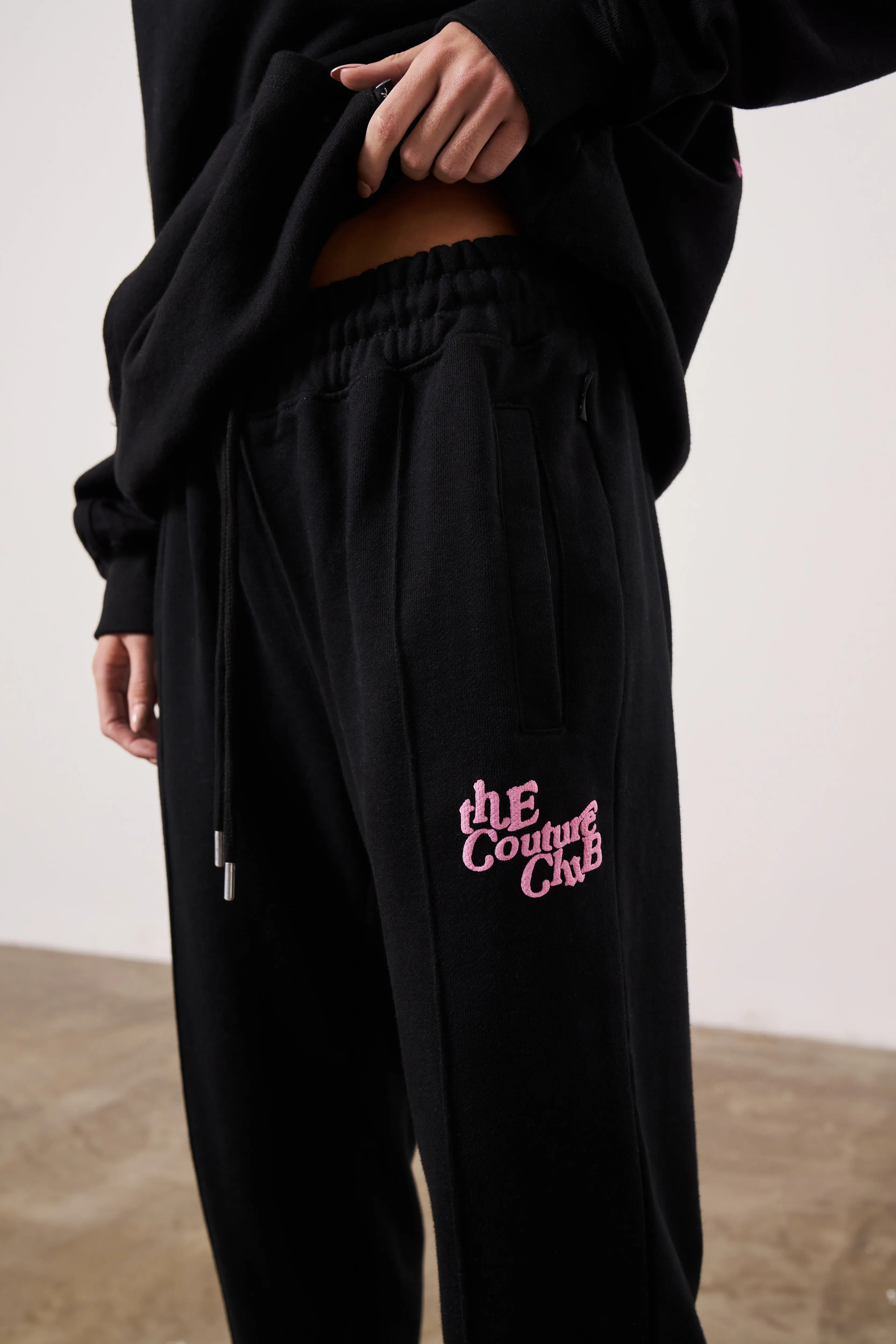 MULTI FONT MEMBERS ONLY JOGGERS - BLACK