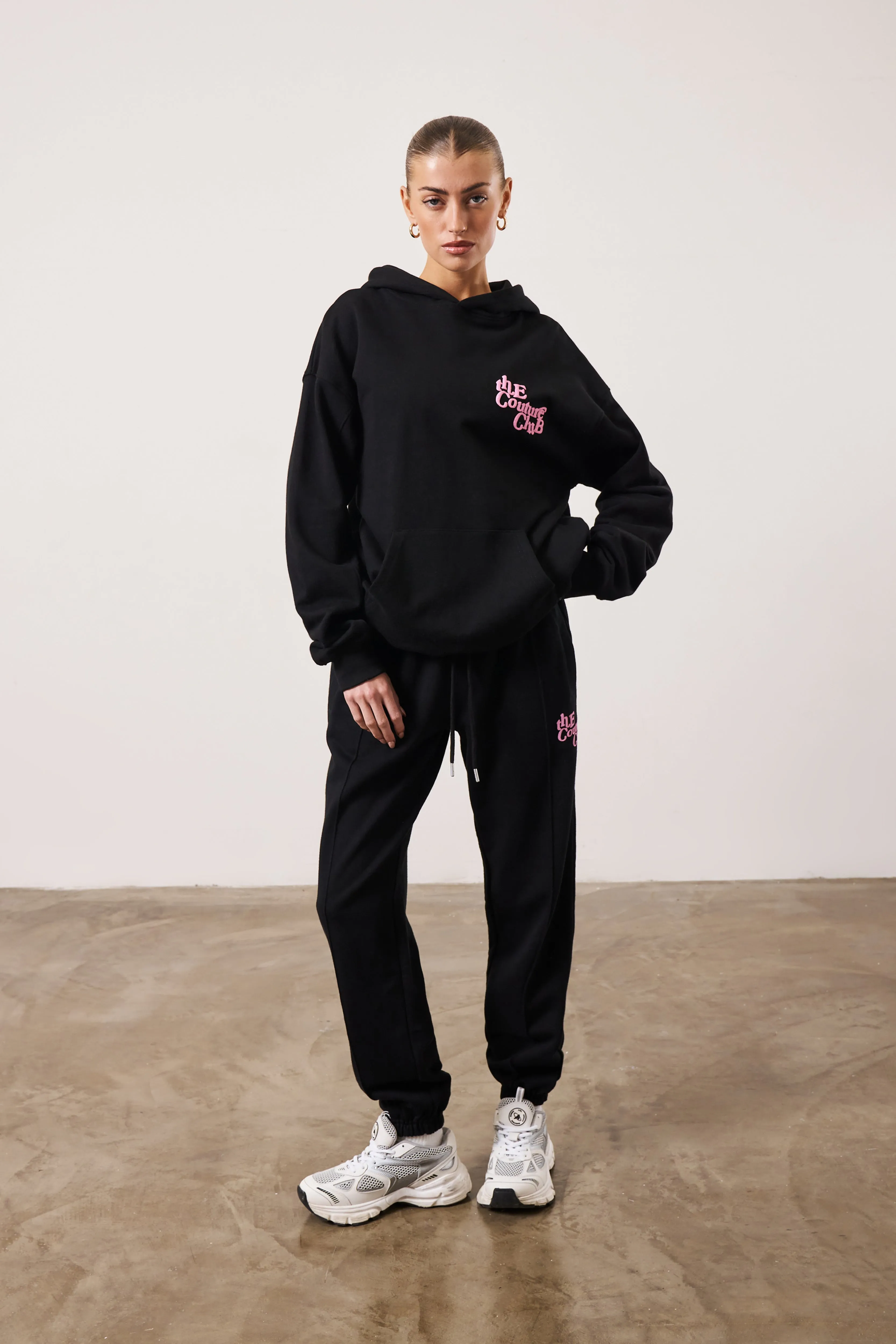 MULTI FONT MEMBERS ONLY JOGGERS - BLACK