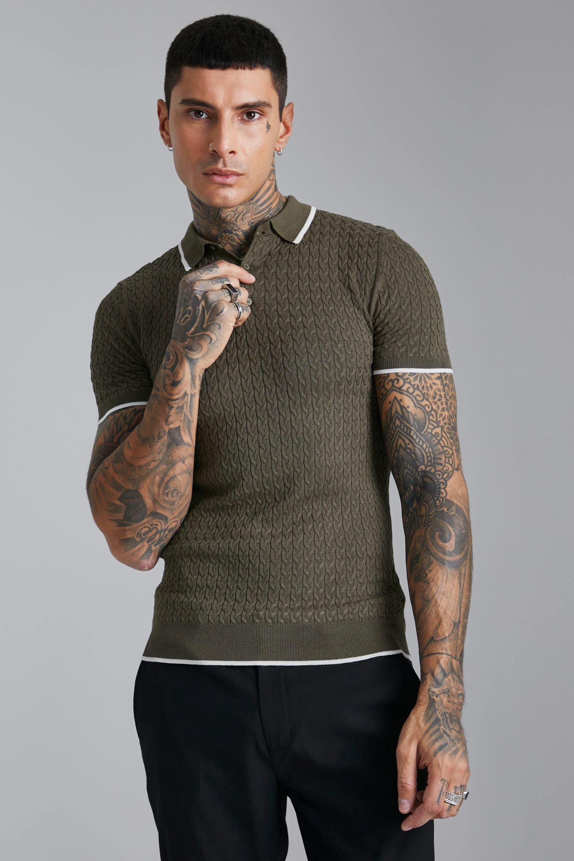 Muscle Knitted Polo With Tipping