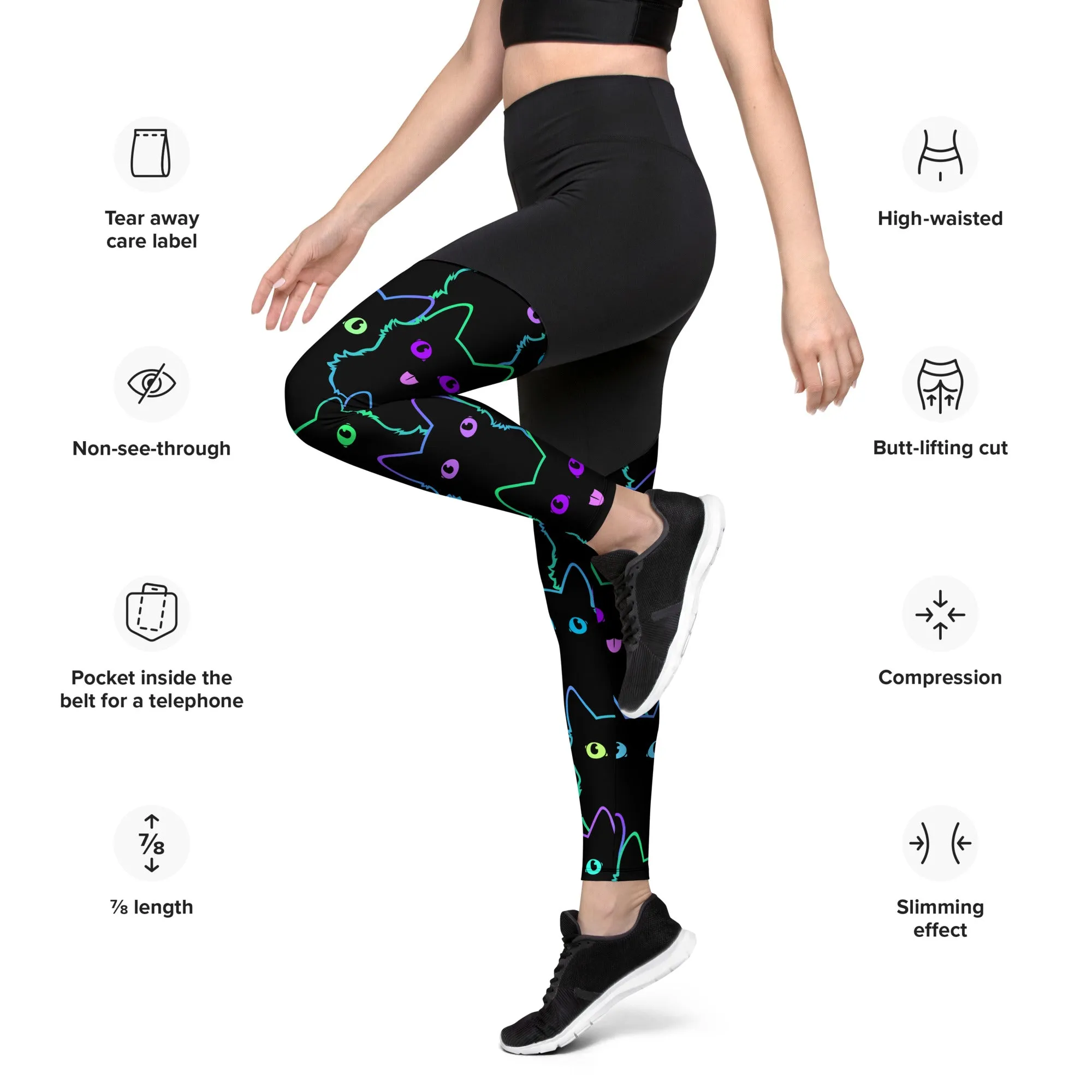 Mystic Halloween Cats Compression Leggings