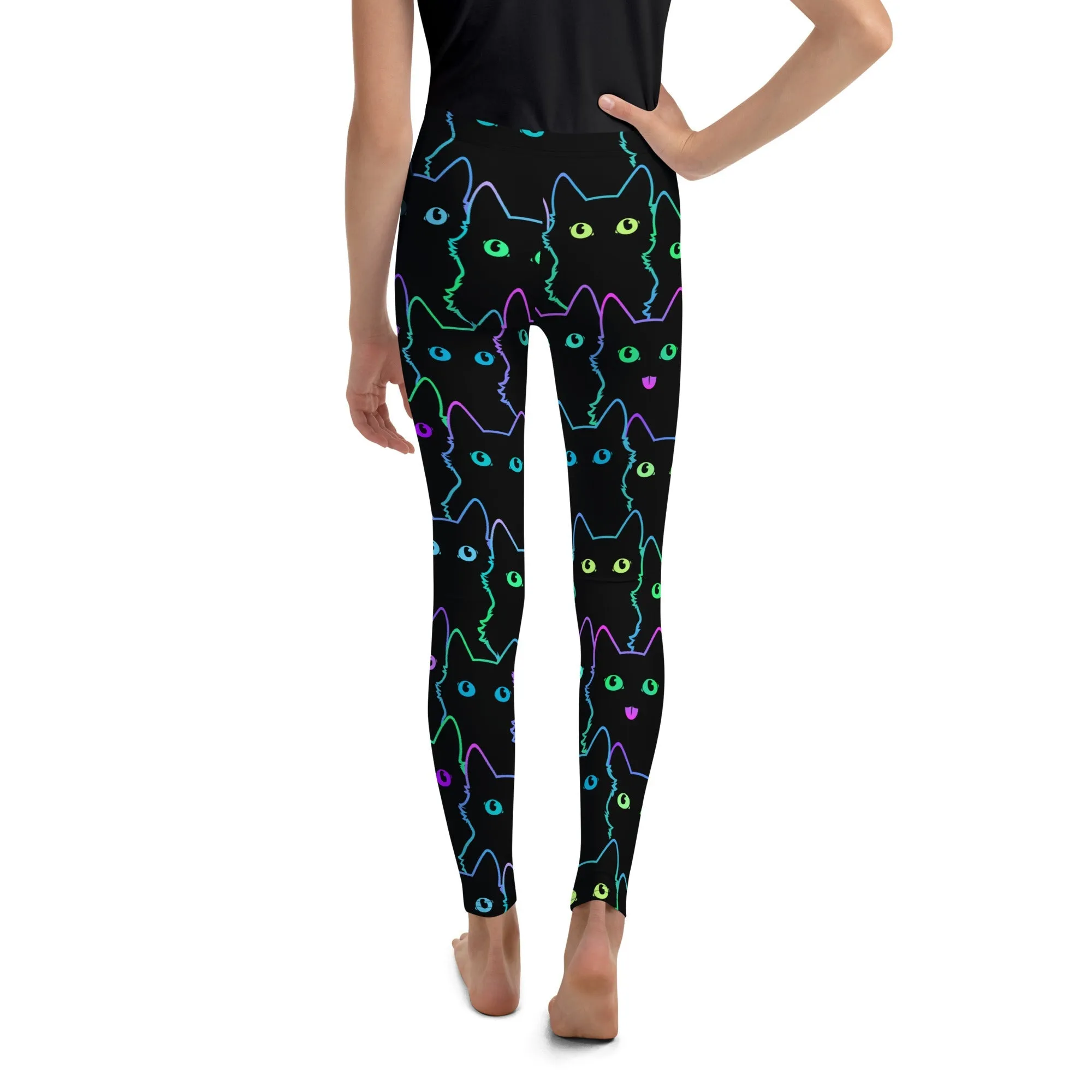 Mystic Halloween Cats Youth Leggings