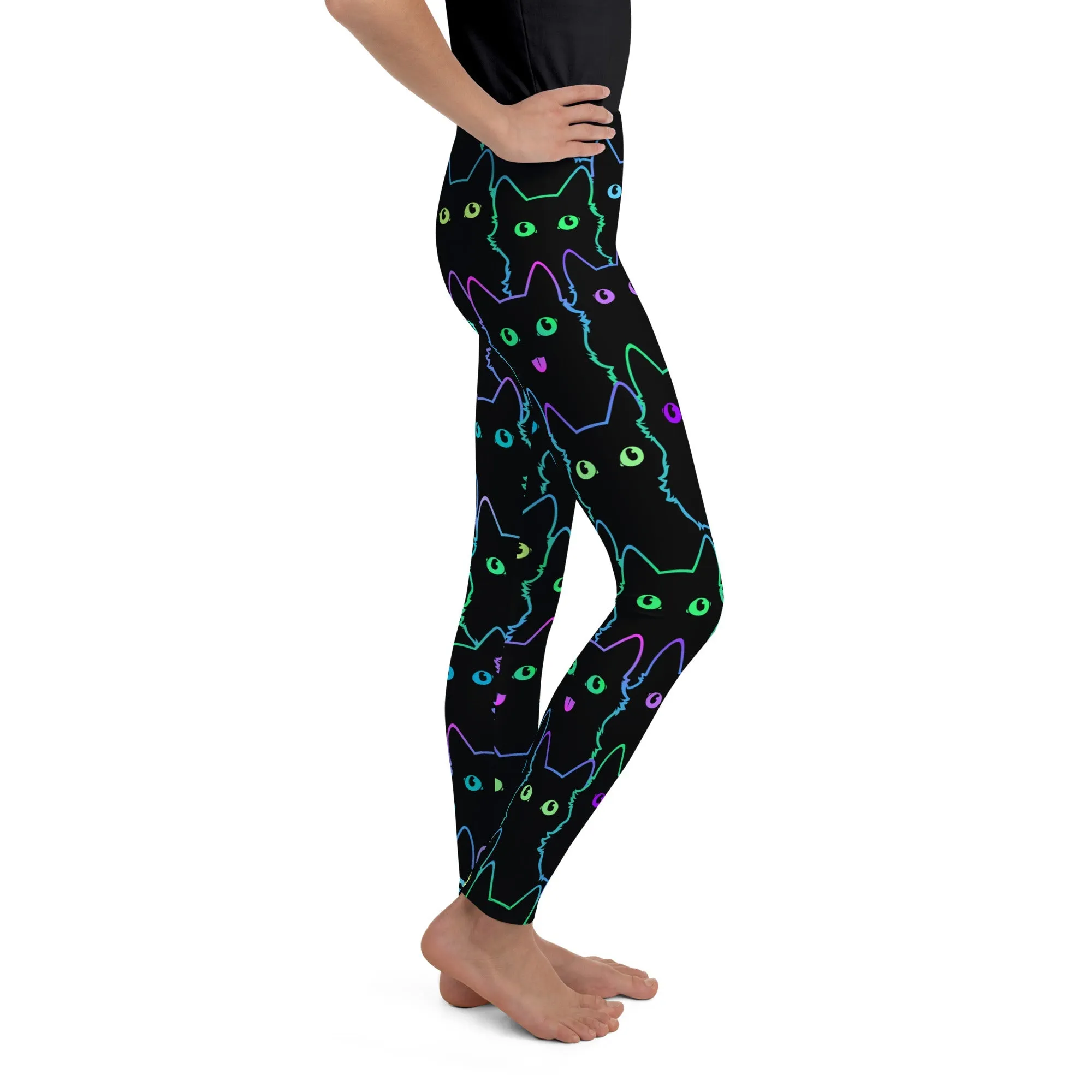 Mystic Halloween Cats Youth Leggings