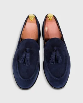 Nassau Tassel Loafer in Navy Suede