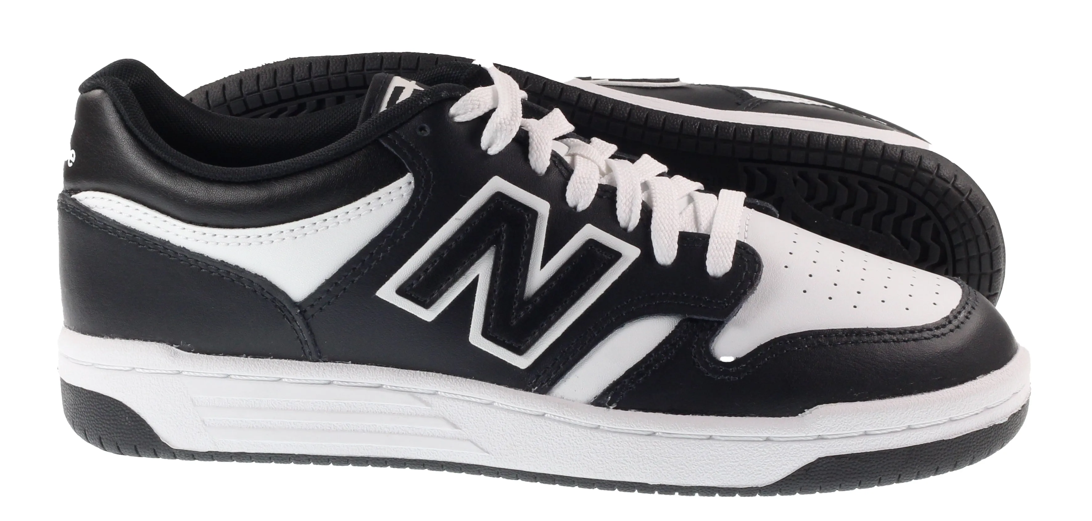 New Balance Trainers Junior 480 Low Leather White Black