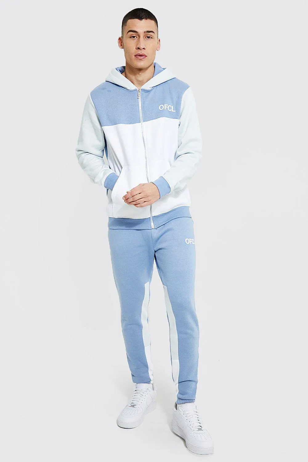 Ofcl Colour Block Zip Hooded Tracksuit | boohooMAN UK