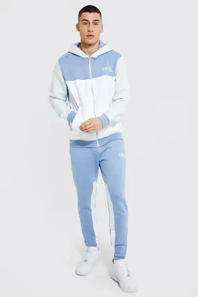 Ofcl Colour Block Zip Hooded Tracksuit | boohooMAN UK