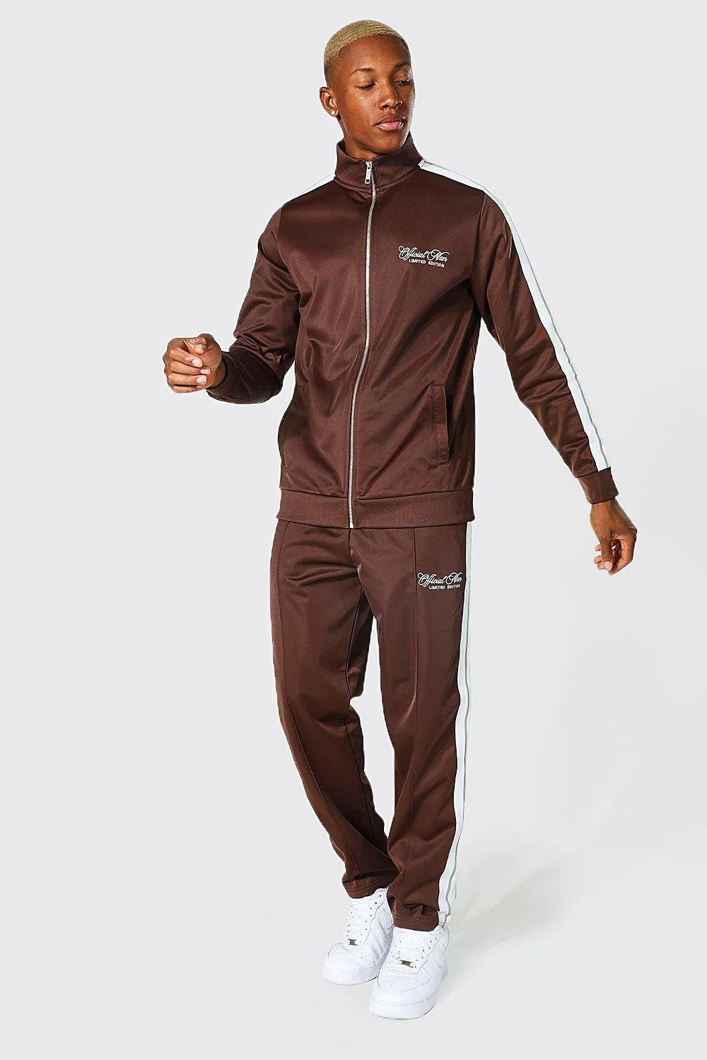 Official Man Zip Through Tricot Tracksuit | boohooMAN UK