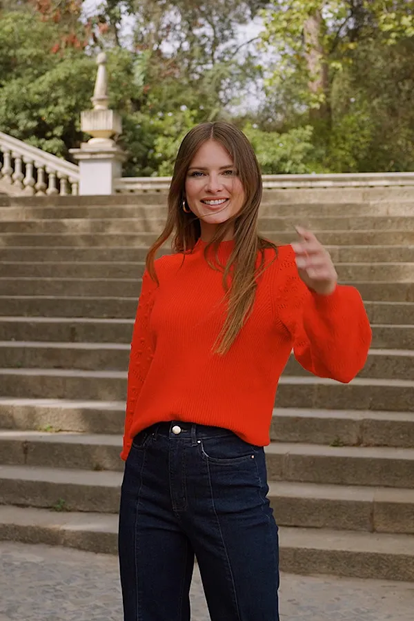 Orange Bobble Stitch Jumper