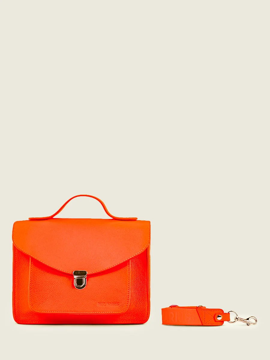 Orange Leather Handbag for Women - Mademoiselle George Orange | PAUL MARIUS