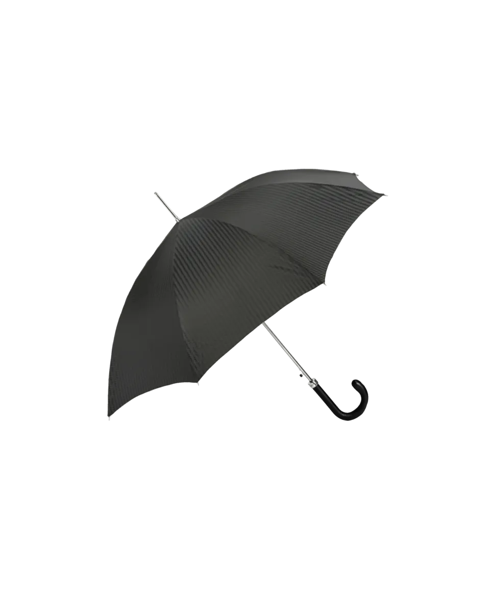 Passotti Ombrelli Black On Black Patterned Umbrella With Navy Padded Leather Handle | He Spoke Style