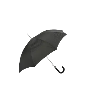 Passotti Ombrelli Black On Black Patterned Umbrella With Navy Padded Leather Handle | He Spoke Style