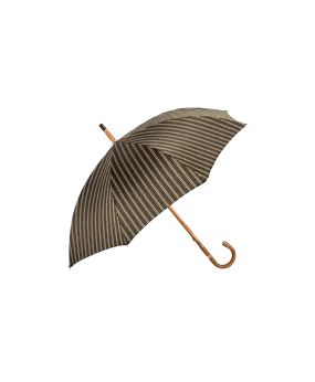 Passotti Ombrelli Brown, Beige Double Stripe Umbrella With Solid Chestnut Handle | He Spoke Style