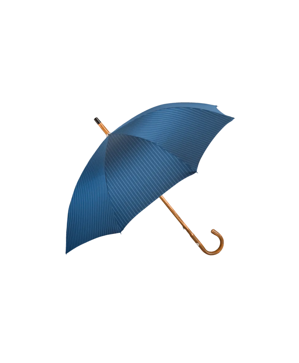 Passotti Ombrelli Medium Blue Pinstripe Umbrella With Solid Chestnut Handle | He Spoke Style