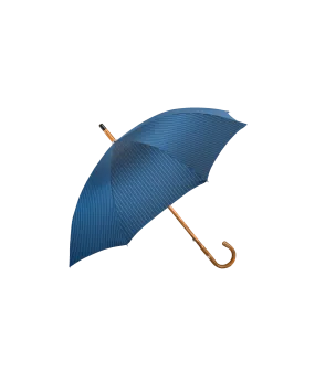 Passotti Ombrelli Medium Blue Pinstripe Umbrella With Solid Chestnut Handle | He Spoke Style