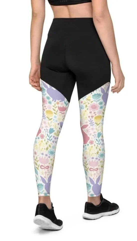 Pastel Easter Garden Compression Leggings